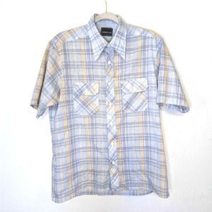 Men's Career Club Plaid Button Down Shirt Size Large